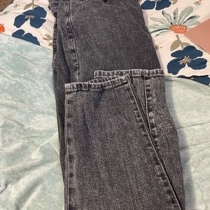 black rustic straight leg high rise jeans